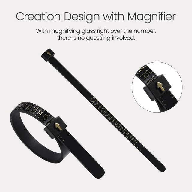 Alt view image 2 of 4 - Ring Sizer Measuring Tool with Magnifier, for Ring Measurer and Ring Sizer Clear and Intuitive ReadingPlastic Ring Sizer,1-17,Black