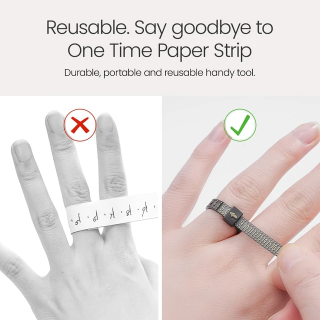 Alt view image 4 of 4 - Ring Sizer Measuring Tool with Magnifier, for Ring Measurer and Ring Sizer Clear and Intuitive ReadingPlastic Ring Sizer,1-17,Black