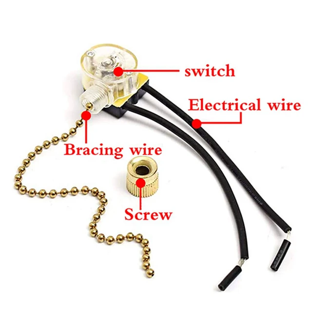 Alt view image 5 of 6 - Ceiling Fan Light Switch Zing Ear ZE-109 Two-Wire With Pull Cords for Fans, Lamps and Wall Lights - Pull Chain Control Replacement On-Off, 2 Pcs Bronze