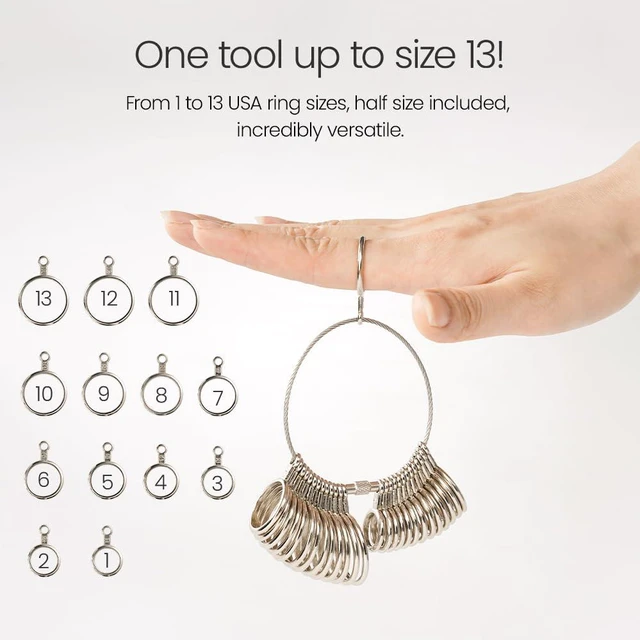 Alt view image 5 of 7 - Metal Ring Sizer Measuring Tool with Magnifier,for Ring Measurer and Ring Sizer Clear and Intuitive Reading, Metal Ring Guage,1-13