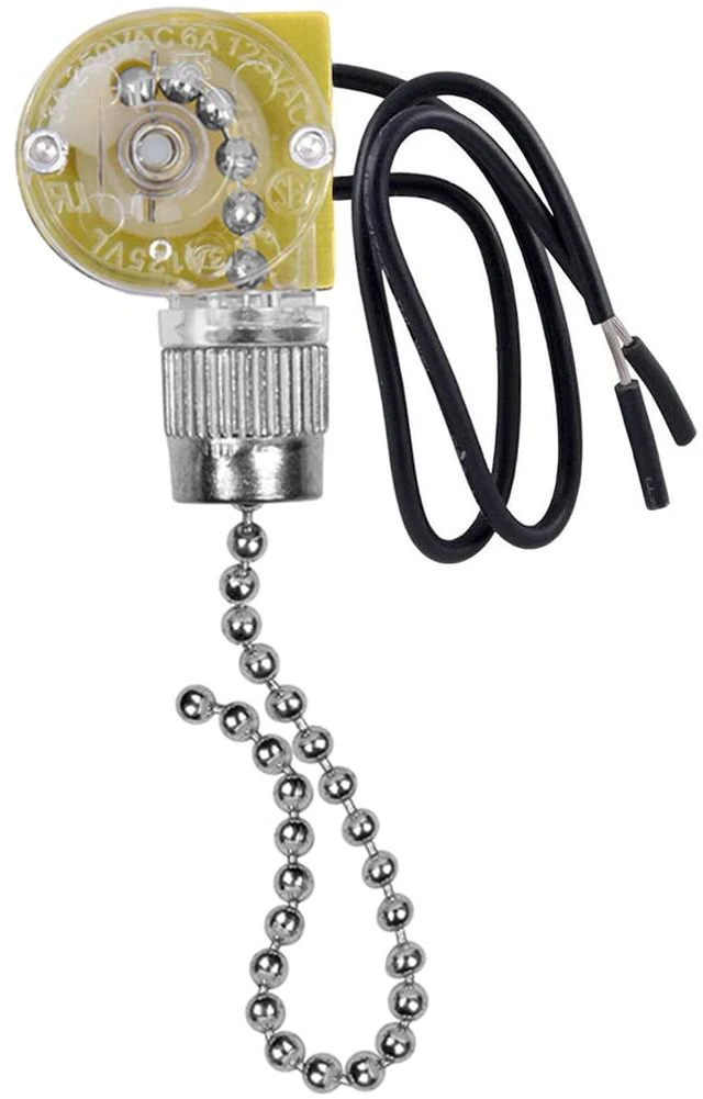 Main image of Ceiling Fan Switch Zing Ear ZE-109,Two-Wire Light On-Off with Pull Chain Cords Compatible with Hunter Ceiling Fans Lights Lamps and Wall Lights, Nickel Replacement 1 Pack