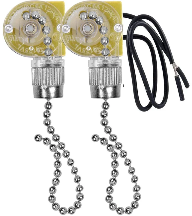 Main image of Ceiling Fan Switch Zing Ear ZE-109 Two-Wire Light Switch with Pull Cords for Ceiling Light Fans Lamps and Wall Lights Pull Chain Switch Control Replacement On-Off,2 Pcs (Nickel)