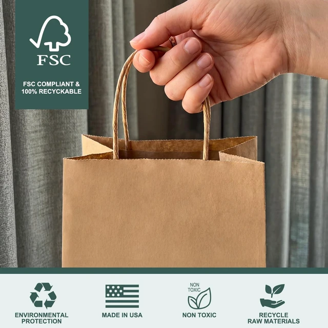 Alt view image 5 of 7 - Gift Bags 8 x 4.25 x 10.5 Inch 20 Pack Medium Brown Paper Bags | Kraft Paper Bags with Handles,Heavy Duty Paper Sacks Bulk for Takeout Shopping,Wedding Birthday Party Favors,Retail Business