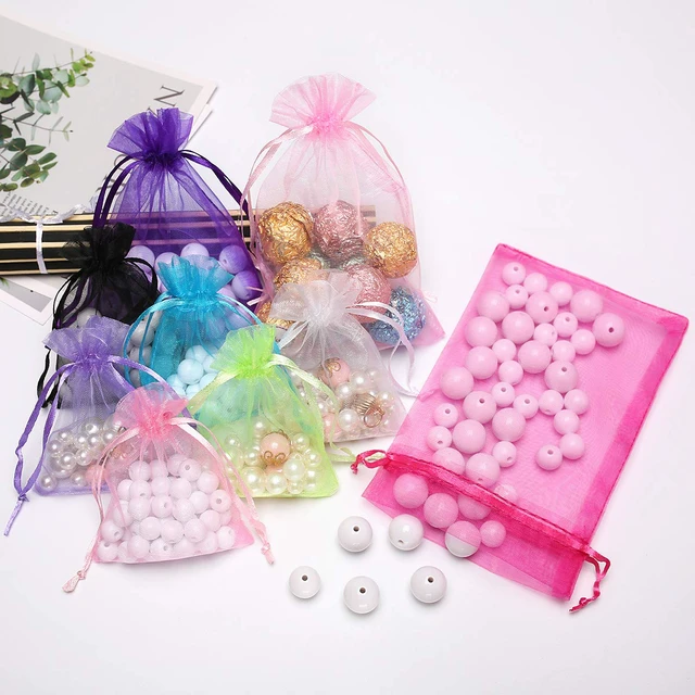 Alt view image 6 of 7 - 100Pcs 2.7x3.5 inch Sheer Drawstring Organza Jewelry Pouches Wedding Party Christmas Favor Gift Bags (White)