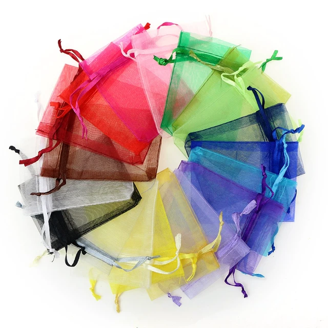 Alt view image 7 of 7 - 100Pcs 2.7x3.5 inch Sheer Drawstring Organza Jewelry Pouches Wedding Party Christmas Favor Gift Bags (White)