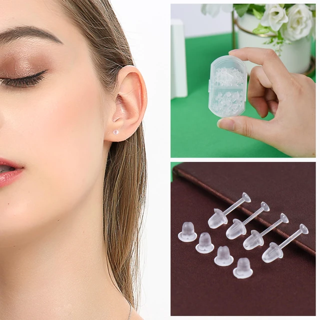 Alt view image 3 of 7 - Clear Earrings for Sports/Work Silicone Invisible Earrings100Pcs