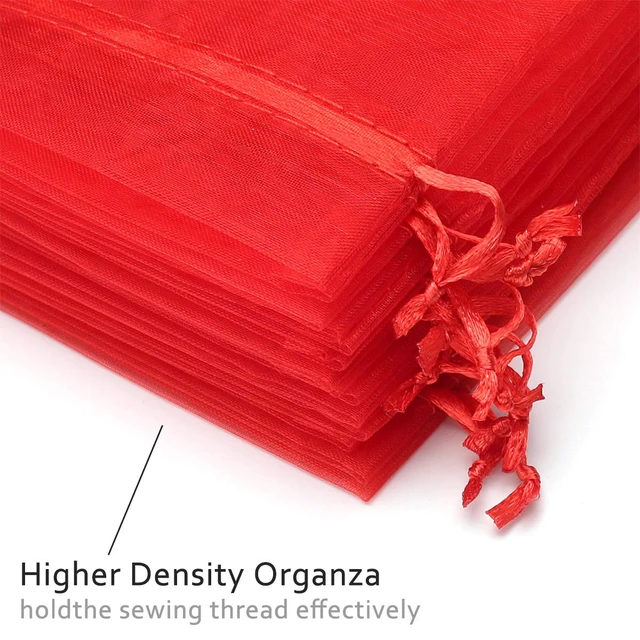 Alt view image 3 of 7 - 100Pcs 2.8"x3.6"(7x9cm) Sheer Drawstring Organza Jewelry Pouches Wedding Party Christmas Favor Gift Bags (Red)