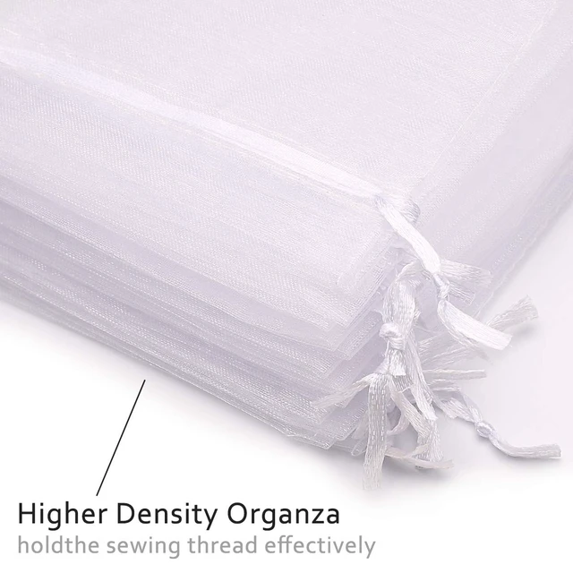 Alt view image 3 of 7 - 100Pcs 2.7x3.5 inch Sheer Drawstring Organza Jewelry Pouches Wedding Party Christmas Favor Gift Bags (White)
