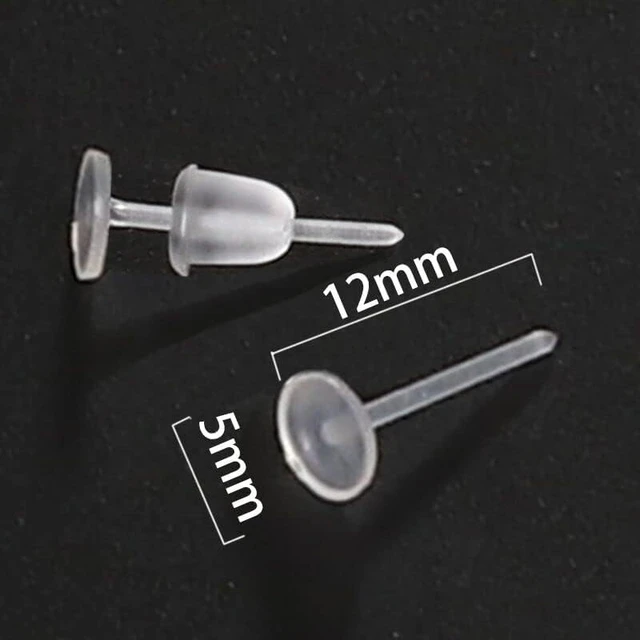 Alt view image 5 of 7 - Clear Earrings for Sports for Ear/Work Sports Earrings Hyperallergic 100Pcs | Plastic Earrings for Surgery Silicone Earrings Ear Piercing Covers for Sports Clear Stud Earrings Clear Ear Piercing