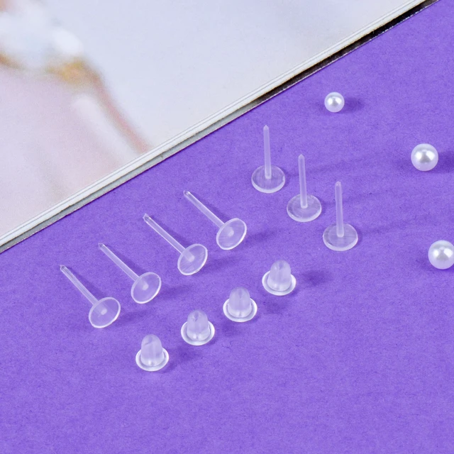 Alt view image 3 of 7 - Clear Earrings for Sports for Ear/Work Sports Earrings Hyperallergic 100Pcs | Plastic Earrings for Surgery Silicone Earrings Ear Piercing Covers for Sports Clear Stud Earrings Clear Ear Piercing