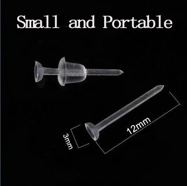Alt view image 2 of 7 - Clear Earrings for Sports/Work,Plastic Earrings for Surgery 100 Pairs