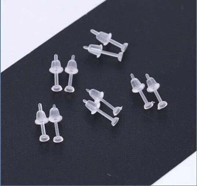 Alt view image 7 of 7 - Clear Earrings for Sports/Work,Plastic Earrings for Surgery 100 Pairs