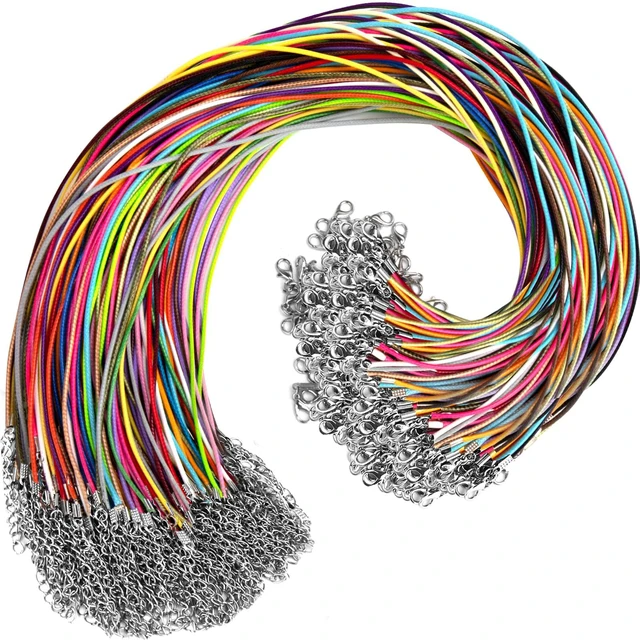 Main image of 100Pcs Leather Necklace Cord with Clasps, Rope Necklace String, 25Color Necklace Cords for Pendants, 19.7" Premium Necklace Chains for Jewelry Making Supplies, 1.5mm Waxed Necklace Bracelet Cord
