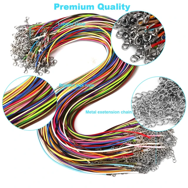 Alt view image 4 of 7 - 100Pcs Leather Necklace Cord with Clasps, Rope Necklace String, 25Color Necklace Cords for Pendants, 19.7" Premium Necklace Chains for Jewelry Making Supplies, 1.5mm Waxed Necklace Bracelet Cord
