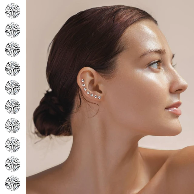 Alt view image 3 of 7 - Plastic Post Earrings Acrylic Earrings 3mm Stud Earrings 80pcs | Plastic Earrings for Women Earrings with Plastic Posts Water Proof Earrings for Women Clear Earring Studs Hypoallergenic
