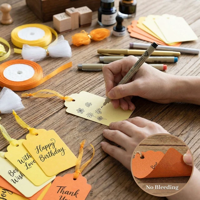 Alt view image 4 of 7 - 100PCS Yellow Orange Gift Tags with Organza Ribbons | Four Gradient Colors and Three Matching Ribbon Rolls Suit Fall Gifts and Themed Parties