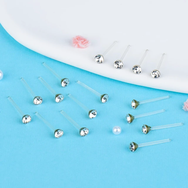 Alt view image 7 of 7 - Plastic Post Earrings Acrylic Earrings 3mm Stud Earrings 80pcs | Plastic Earrings for Women Earrings with Plastic Posts Water Proof Earrings for Women Clear Earring Studs Hypoallergenic