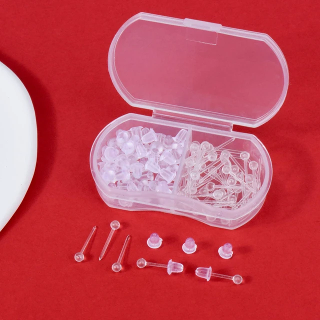 Alt view image 2 of 6 - Clear Earrings for Sports for Ear/Work, Sports Studs Earrings 100Pcs