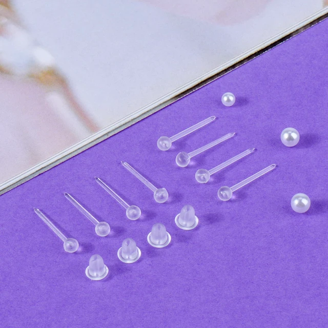 Alt view image 3 of 6 - Clear Earrings for Sports for Ear/Work, Sports Studs Earrings 100Pcs