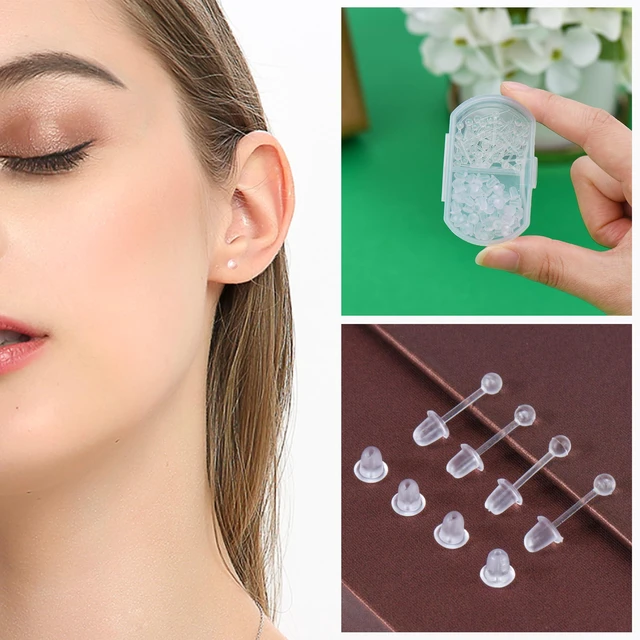 Alt view image 4 of 6 - Clear Earrings for Sports for Ear/Work, Sports Studs Earrings 100Pcs