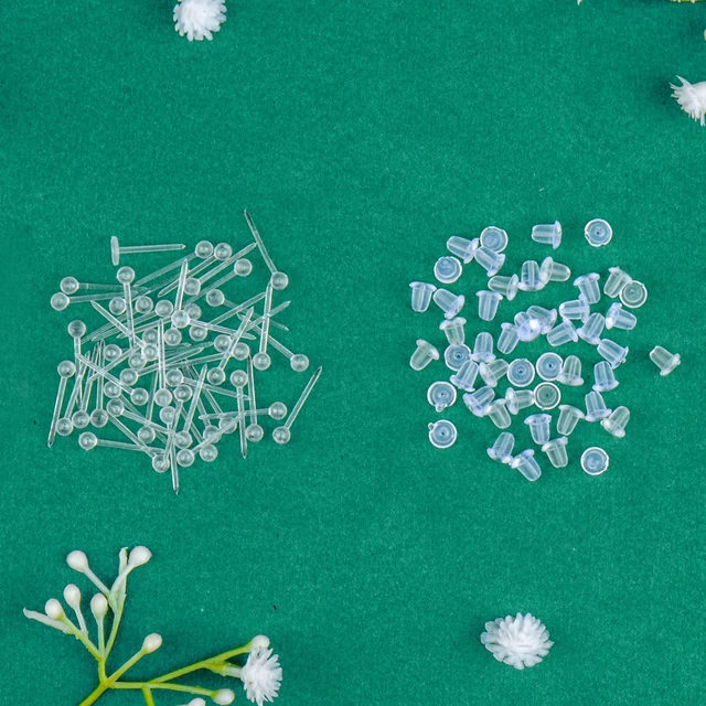 Alt view image 6 of 6 - Clear Earrings for Sports for Ear/Work, Sports Studs Earrings 100Pcs