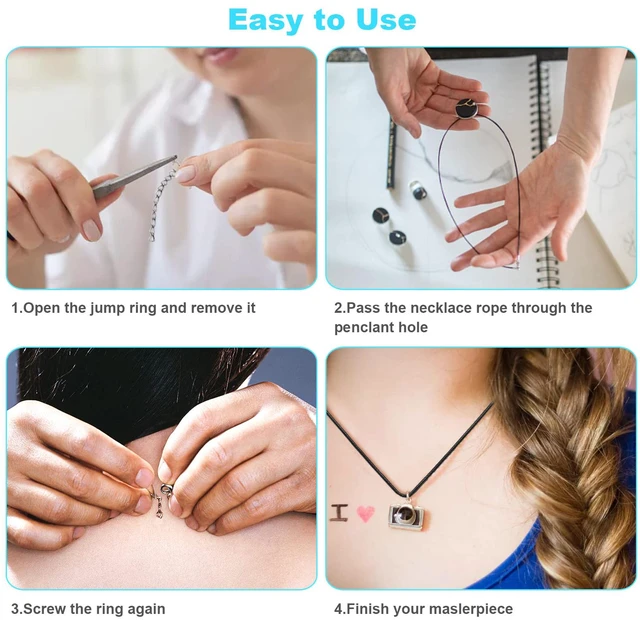 Alt view image 5 of 7 - 100Pcs Premium Leather Necklace Chains Bracelet Cord with Clasps for Pendants, Bulk Waxed Rope Necklace String, Black , 18" for Jewelry Making Supplies, 1.5mm