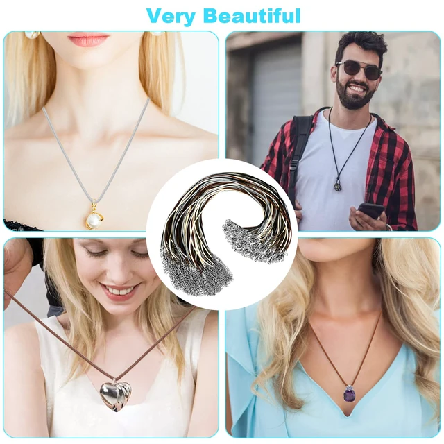 Alt view image 7 of 7 - 100 Pcs Leather Necklace Cord with Clasps, Rope Necklace String, 5 Colors Necklace Cords for Pendants, 19.7" Premium Necklace Chains for Jewelry Making Supplies, 2mm Waxed Necklace Bracelet Cord