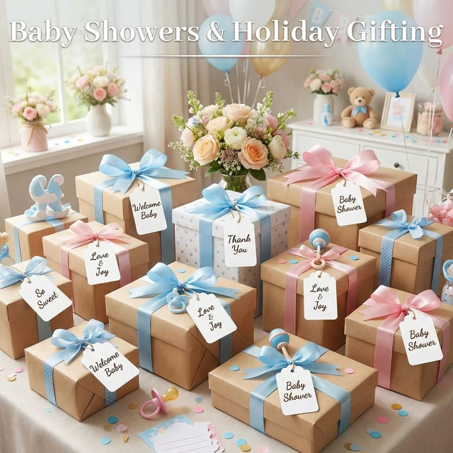 Alt view image 7 of 7 - 100 PCS Gift Tags with String Attached, Kraft Paper Hang Tags | 1.7X2.8 inch, Paper Hang Tags for Clothes DIY, Crafts Wedding Holiday (White)