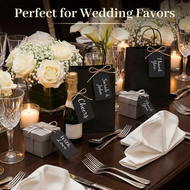Alt view image 3 of 7 - 100PCS Gift Tags with String Attached, 1.5X2.8 inch Black | Gift Tags Paper Black Labels for Clothes, DIY Crafts Wedding Holiday