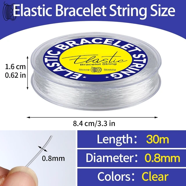 Alt view image 2 of 7 - 0.8mm Elastic Strings for Bracelets, Crystal Stretch Bead Cord for Jewelry Making, Clear Stretchy Elastic String Cord for Beading, Transparent Thread for Bracelet Necklace Making