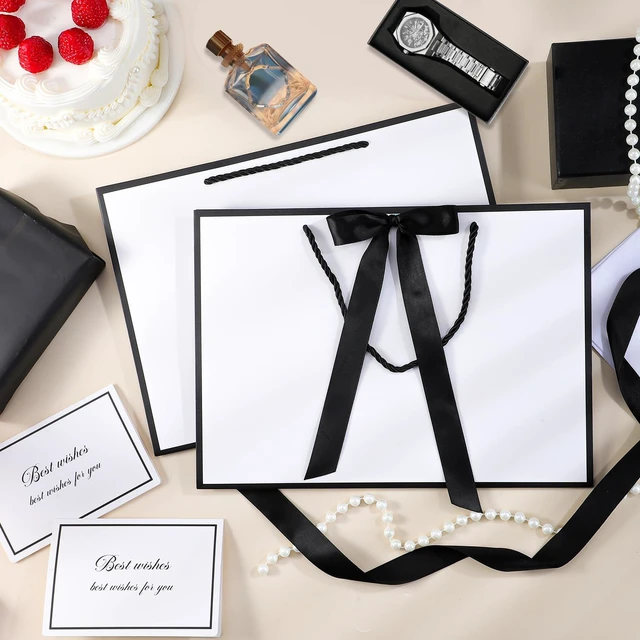 Alt view image 4 of 6 - 2 Pcs White Gift Bags, 14" Medium Wedding Gift Bag with Tissue Paper | 2 Pcs Gift Bags, 4 Tissue Paper & 2 Cards, Ideal for Wedding Bridal Shower, Birthday Party Decorations