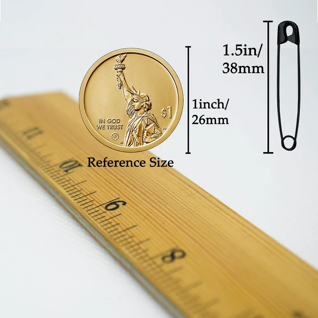 Alt view image 2 of 6 - 600PCS Safety Pins (Upgraded), 1.5 inch Small Safety Pin, Rust-Resistant Nickel Plated Steel, Sharp Edge Safety Pin for Clothes, Sewing, 38mm Decorative Safety Pins Assorted (Black)