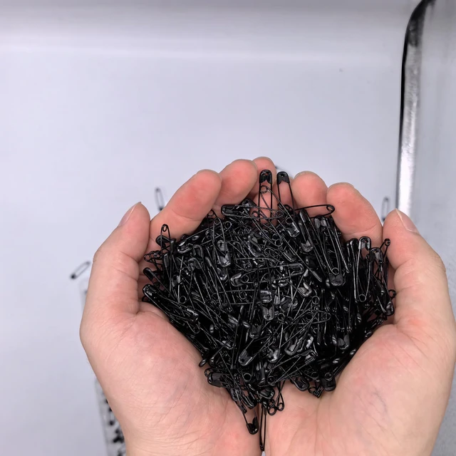 Alt view image 4 of 6 - 1000PCS Safety Pins (Upgraded), 1.1 inch Small Safety Pin, Rust-Resistant Nickel Plated Steel, Sharp Edge Safety Pin for Clothes, Sewing, 28mm Decorative Safety Pins Assorted (Black)
