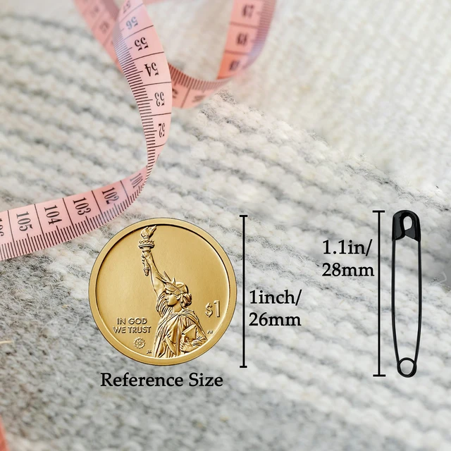 Alt view image 2 of 6 - 1000PCS Safety Pins (Upgraded), 1.1 inch Small Safety Pin, Rust-Resistant Nickel Plated Steel, Sharp Edge Safety Pin for Clothes, Sewing, 28mm Decorative Safety Pins Assorted (Black)
