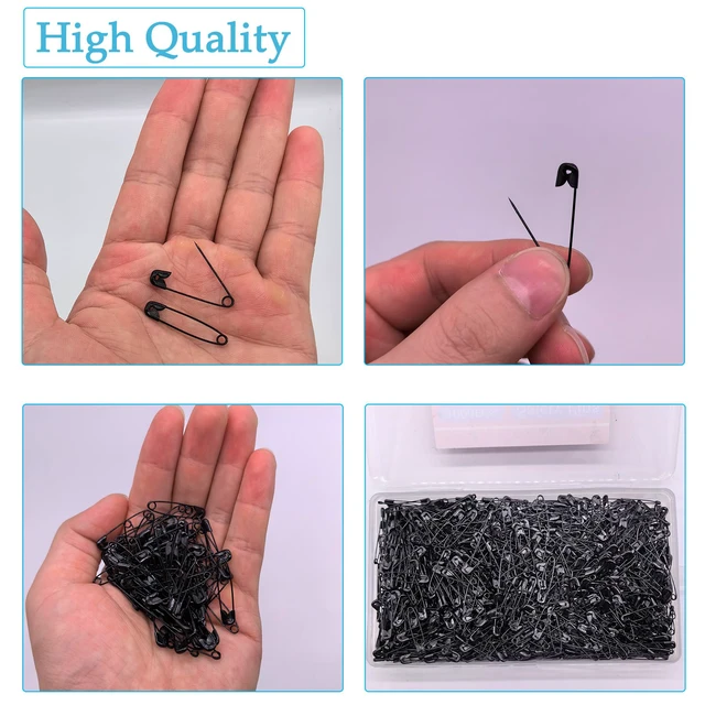 Alt view image 3 of 6 - 1000PCS Safety Pins (Upgraded), 1.1 inch Small Safety Pin, Rust-Resistant Nickel Plated Steel, Sharp Edge Safety Pin for Clothes, Sewing, 28mm Decorative Safety Pins Assorted (Black)