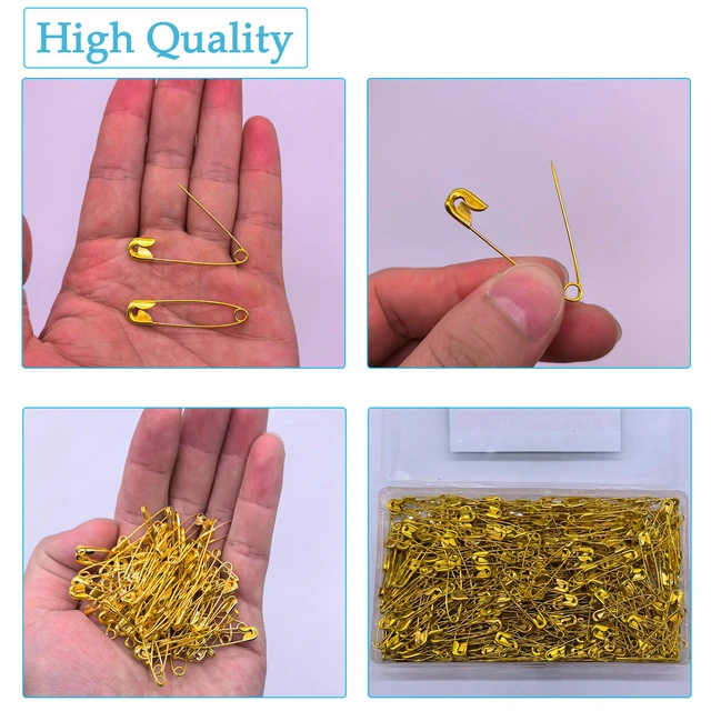 Alt view image 3 of 6 - 600PCS Safety Pins (Upgraded), 1.5 inch Small Safety Pin, Rust-Resistant Nickel Plated Steel, Sharp Edge Safety Pin for Clothes, Sewing, Arts & Craft, 38mm Decorative Safety Pins (Gold)