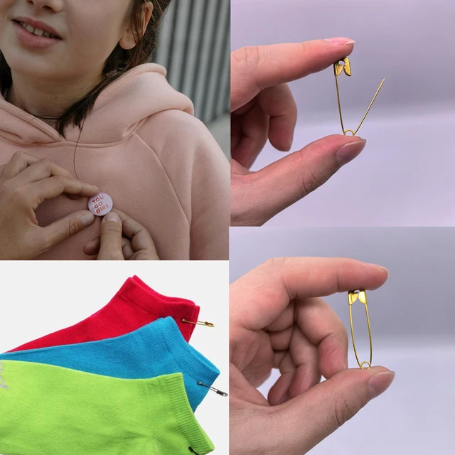 Alt view image 6 of 6 - 600PCS Safety Pins (Upgraded), 1.5 inch Small Safety Pin, Rust-Resistant Nickel Plated Steel, Sharp Edge Safety Pin for Clothes, Sewing, Arts & Craft, 38mm Decorative Safety Pins (Gold)