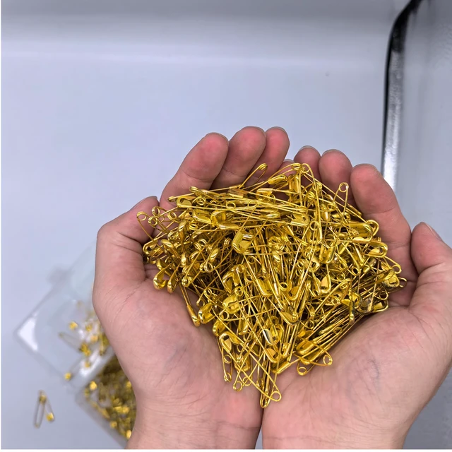 Alt view image 4 of 6 - 600PCS Safety Pins (Upgraded), 1.5 inch Small Safety Pin, Rust-Resistant Nickel Plated Steel, Sharp Edge Safety Pin for Clothes, Sewing, Arts & Craft, 38mm Decorative Safety Pins (Gold)
