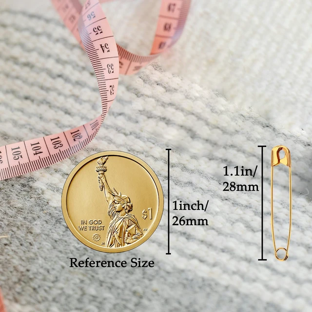 Alt view image 2 of 6 - 1000PCS Safety Pins (Upgraded), 1.1 inch Small Safety Pin, Rust-Resistant Nickel Plated Steel, Sharp Edge Safety Pin for Clothes, Sewing, 28mm Decorative Safety Pins Assorted (Gold)