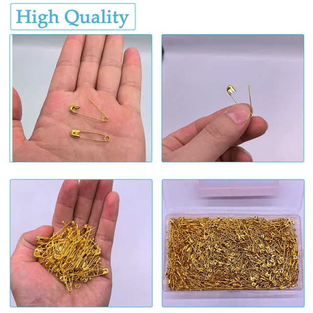 Alt view image 3 of 6 - 1000PCS Safety Pins (Upgraded), 1.1 inch Small Safety Pin, Rust-Resistant Nickel Plated Steel, Sharp Edge Safety Pin for Clothes, Sewing, 28mm Decorative Safety Pins Assorted (Gold)
