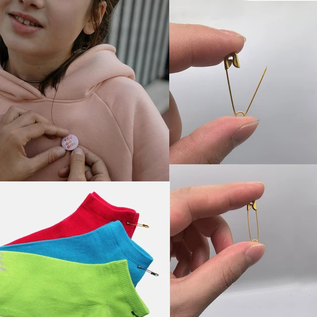 Alt view image 6 of 6 - 1000PCS Safety Pins (Upgraded), 1.1 inch Small Safety Pin, Rust-Resistant Nickel Plated Steel, Sharp Edge Safety Pin for Clothes, Sewing, 28mm Decorative Safety Pins Assorted (Gold)