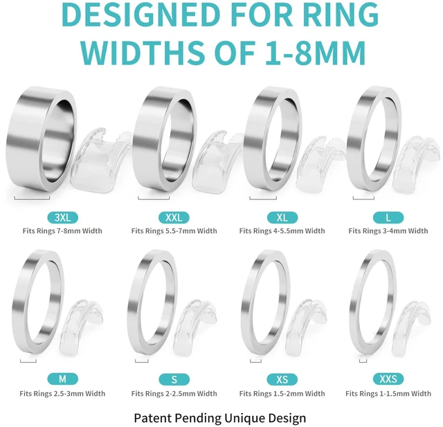 Alt view image 4 of 6 - Ring Sizers for Loose Rings, 8 Pack 8 Sizes, Ring Size Adjuster, Invisible Ring Guards for Women and Men, Resizer with Polishing ClothFits Bands Width to 1-8mm