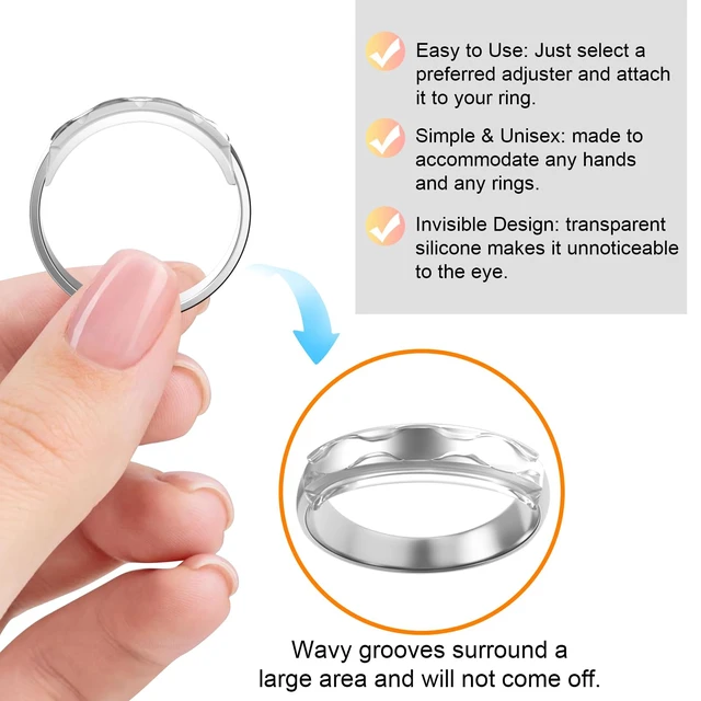 Alt view image 2 of 7 - Ring Sizers for Loose Rings Invisible Adjuster Guard & Spacer | Ring Guards for Women Loose Rings - Fits Bands Width to 1mm-8mm for Women & Men, No Slide Off No Spinning Ring Size Adjuster