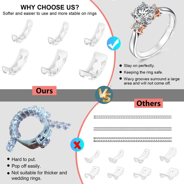 Alt view image 3 of 7 - Ring Sizers for Loose Rings Invisible Adjuster Guard & Spacer | Ring Guards for Women Loose Rings - Fits Bands Width to 1mm-8mm for Women & Men, No Slide Off No Spinning Ring Size Adjuster