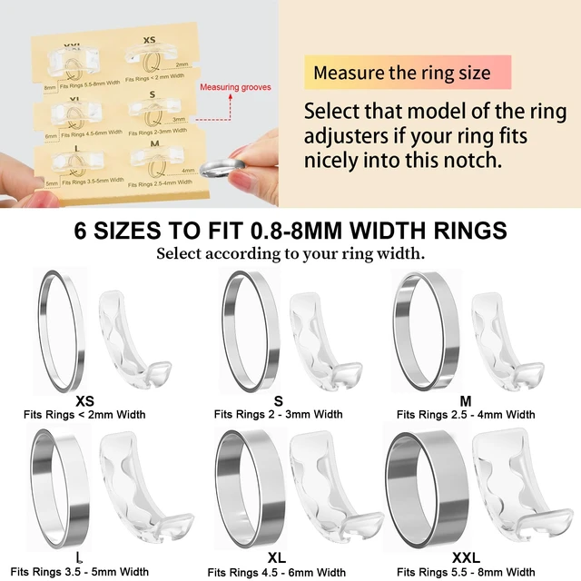 Alt view image 4 of 7 - Ring Sizers for Loose Rings Invisible Adjuster Guard & Spacer | Ring Guards for Women Loose Rings - Fits Bands Width to 1mm-8mm for Women & Men, No Slide Off No Spinning Ring Size Adjuster