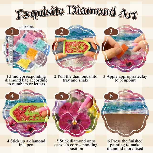 Alt view image 6 of 7 - 5D Diamond Painting Kit for Adults, Eye Flower Diamond Art Kits12x16In | Full Round Drill Gem Painting Paint by Diamonds Relaxing DIY Craft for Home Wall Decor