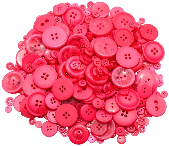 Main image of 500-600 Pcs Rose Red Resion Buttons for Crafts, 4 Holes Assorted Sizes Resin Buttons, for Crafting, Arts, DIY, Decoration, Sewing (Rose Red)