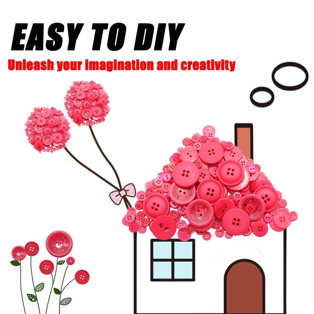 Alt view image 3 of 7 - 500-600 Pcs Rose Red Resion Buttons for Crafts, 4 Holes Assorted Sizes Resin Buttons, for Crafting, Arts, DIY, Decoration, Sewing (Rose Red)