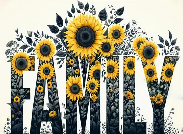 Main image of 5D Diamond Painting Kits for Adults, Family Sunflower Diamond Art Kits | DIY Full Drill Diamond Dot Gem Painting for Home Wall Decor 12x16inch