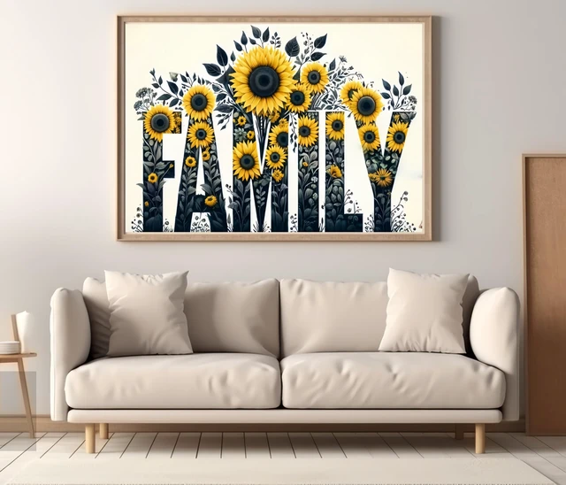 Alt view image 3 of 7 - 5D Diamond Painting Kits for Adults, Family Sunflower Diamond Art Kits | DIY Full Drill Diamond Dot Gem Painting for Home Wall Decor 12x16inch